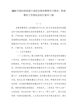 2023开展纪检监察干部队伍教育整顿学习教育、检视整治工作情况总结汇报共三篇.docx