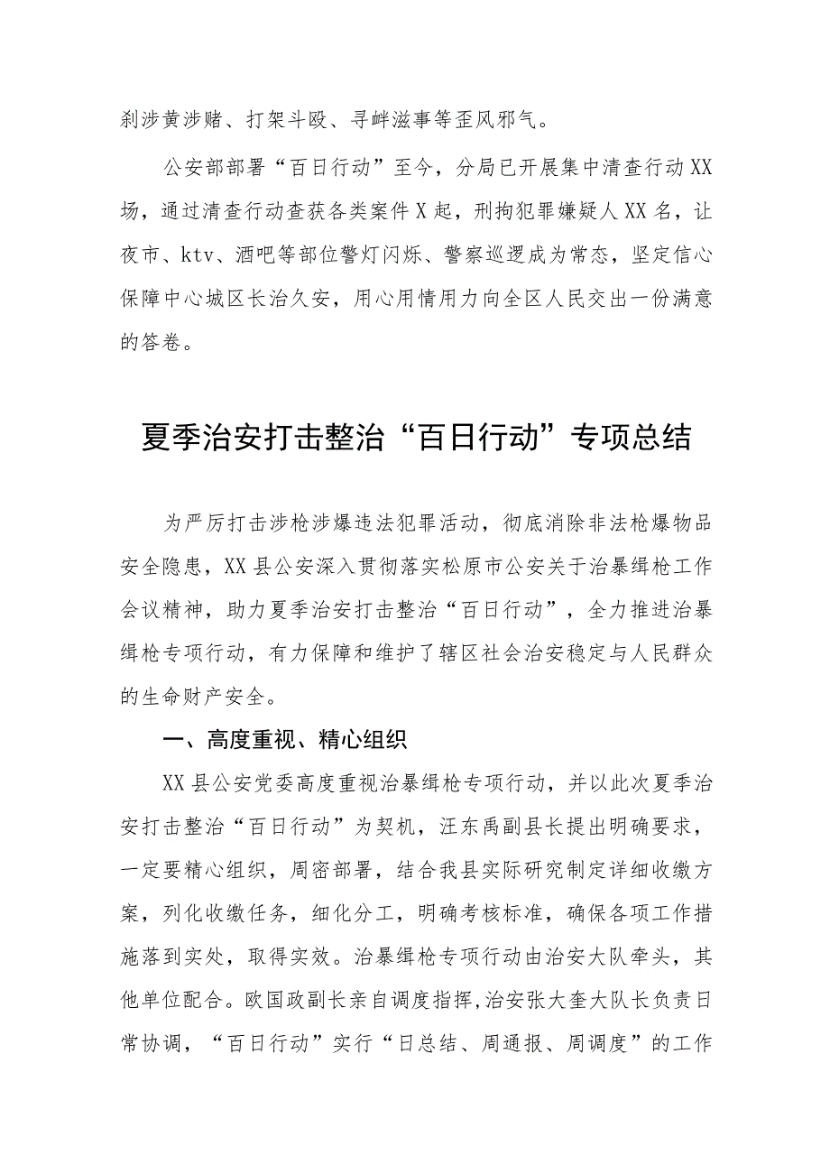 2023年区公安分局开展夏季治安打击整治“百日行动”进展情况汇报总结四篇.docx_第3页