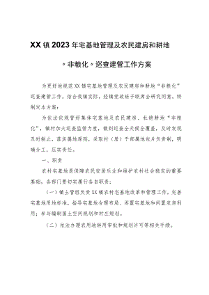 XX镇2023年宅基地管理及农民建房和耕地“非粮化”巡查建管工作方案.docx