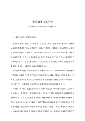 中等职业技术学校模具制造技术专业职业能力分析报告.docx