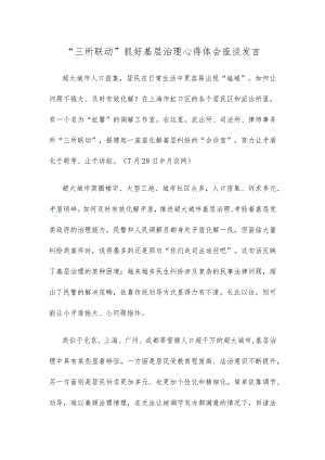 “三所联动”抓好基层治理心得体会座谈发言.docx