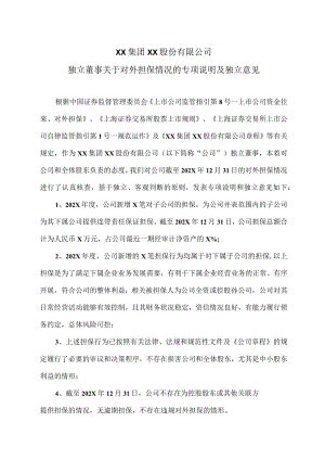 XX集团XX股份有限公司独立董事关于对外担保情况的专项说明及独立意见.docx