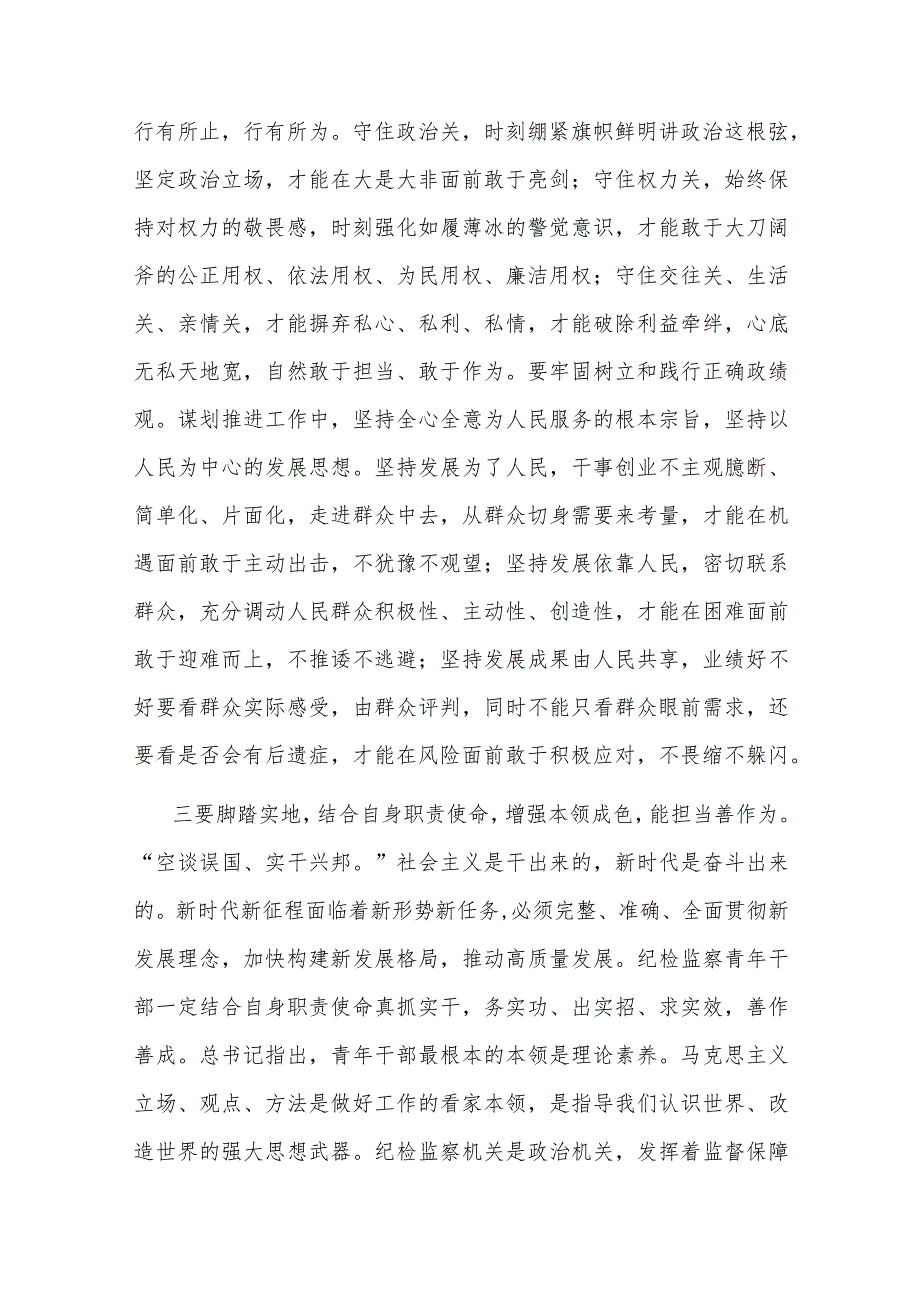 2篇纪检监察干部发言：奋进新时代做忠诚、干净、担当的青年纪检监察干部.docx_第3页