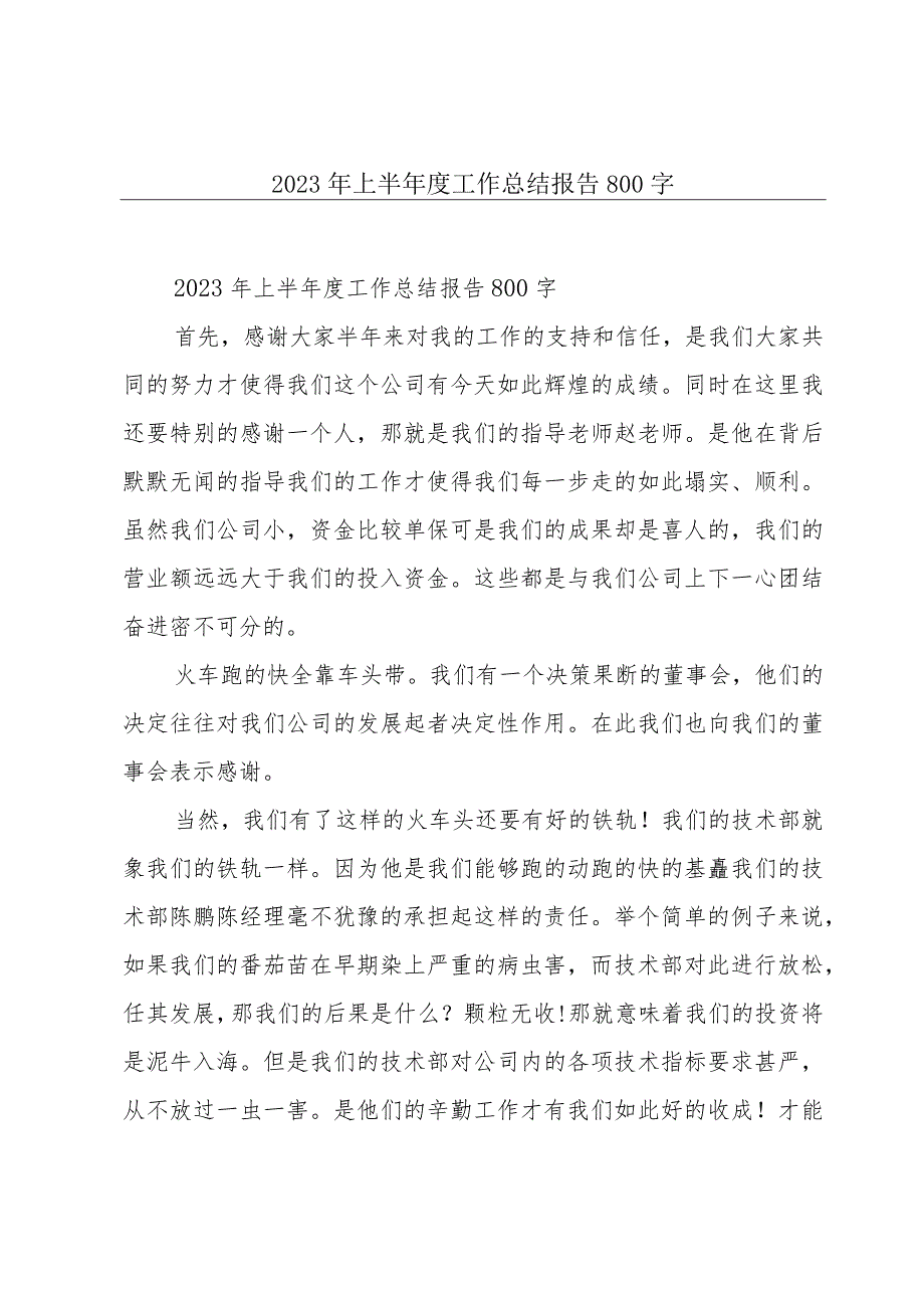 2023年上半年度工作总结报告800字.docx_第1页