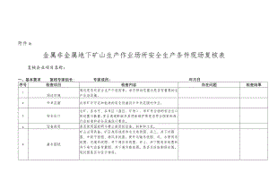 金属非金属地下、露天矿山、尾矿库作业场所安全生产条件现场复核表.docx