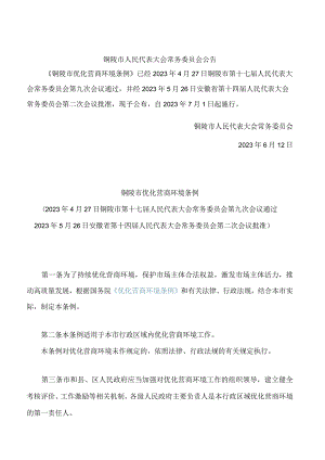 铜陵市优化营商环境条例.docx