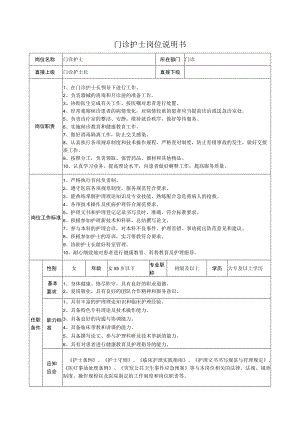 门诊护士岗位说明书.docx