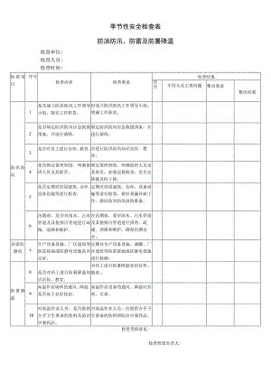 季节性安全检查表防洪防汛防雷及防暑降温.docx