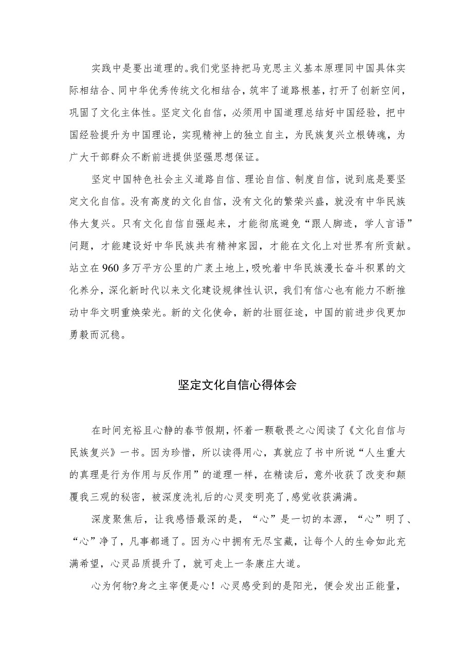 （6篇）2023关于坚定文化自信建设文化强国专题学习研讨心得体会发言（精编版）.docx_第2页