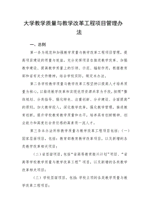 大学教学质量与教学改革工程项目管理办法.docx