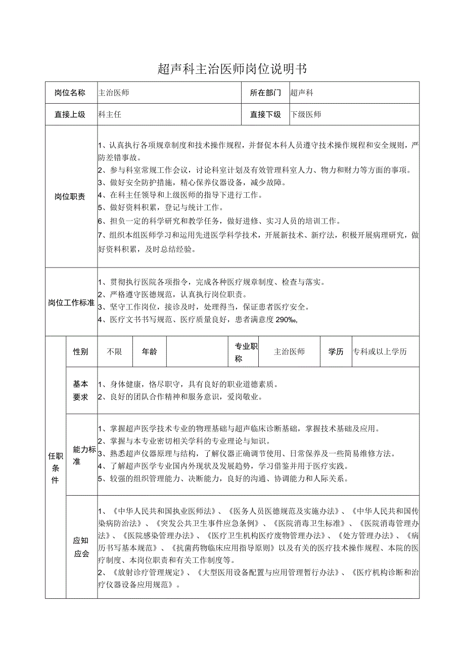 超声科主治医师岗位说明书.docx_第1页