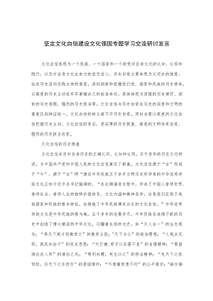 （10篇）2023坚定文化自信建设文化强国专题学习交流研讨发言例文.docx