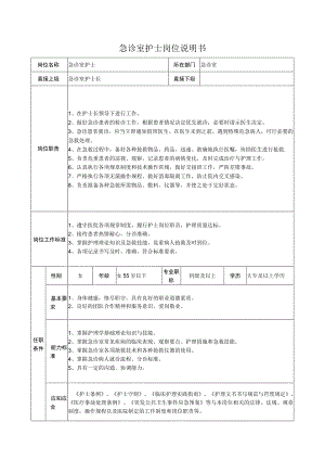 急诊室护士岗位说明书.docx