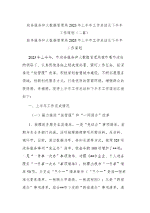 政务服务和大数据管理局2023年上半年工作总结及下半年工作谋划(二篇).docx