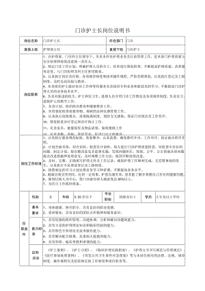 门诊护士长岗位说明书.docx