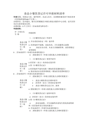 食品小餐饮登记许可申报材料清单.docx