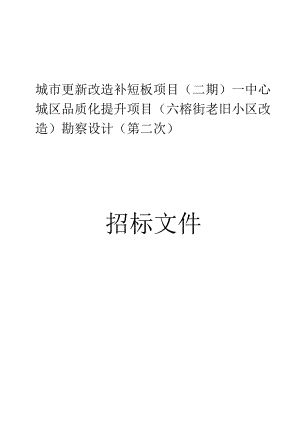 城市更新改造补短板项目（二期）—中心城区品质化提升项目（六榕街老旧小区改造）勘察设计(第二次)招标文件.docx