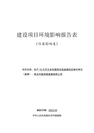 年产10万平方米车辆用夹层玻璃项目环评报告表.docx