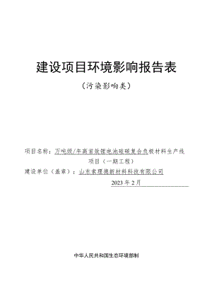 山东索理德万吨级年高首效硅碳负极复合材料生产线项目环评报告表.docx