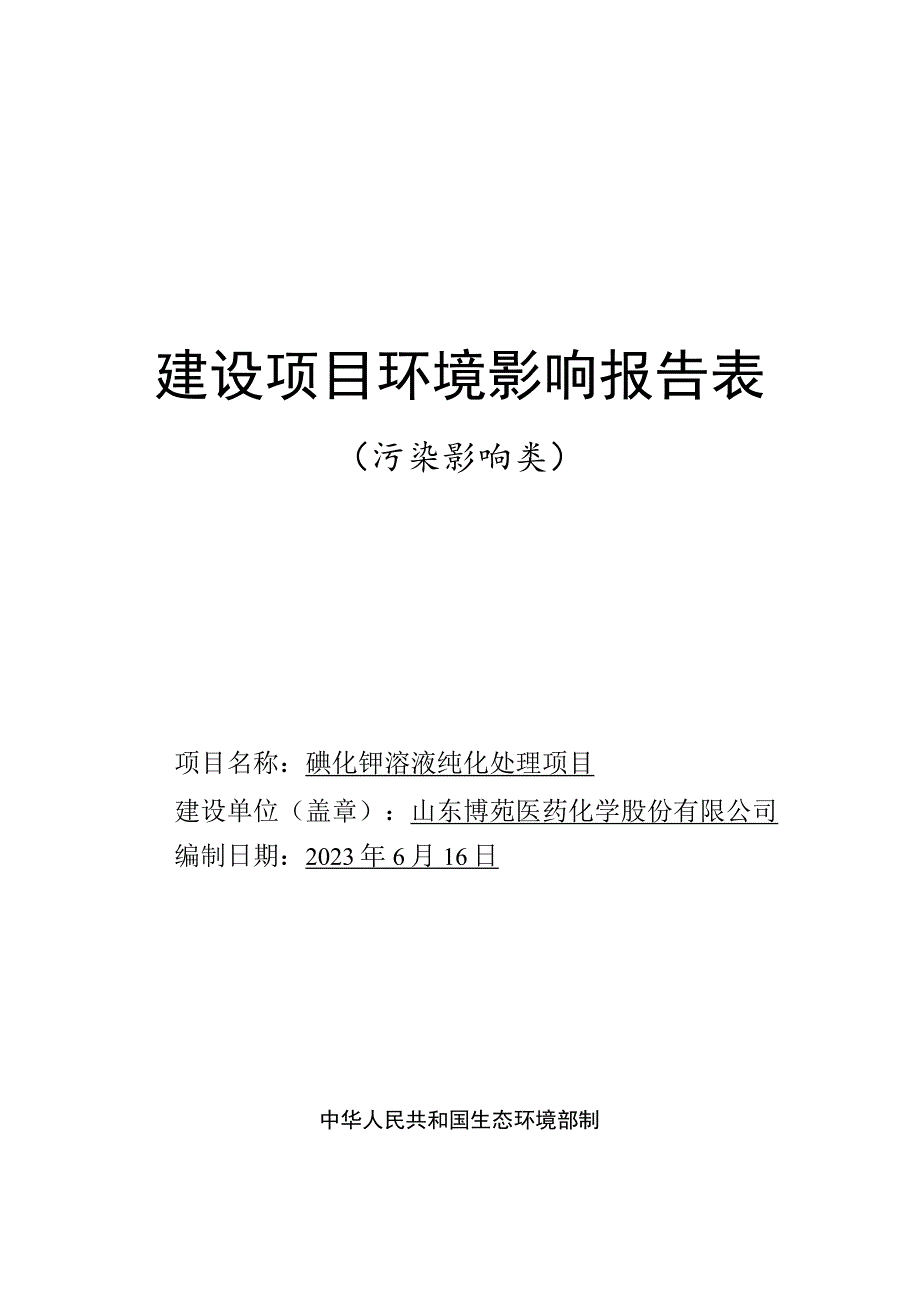 碘化钾溶液纯化处理项目环评报告表.docx_第1页