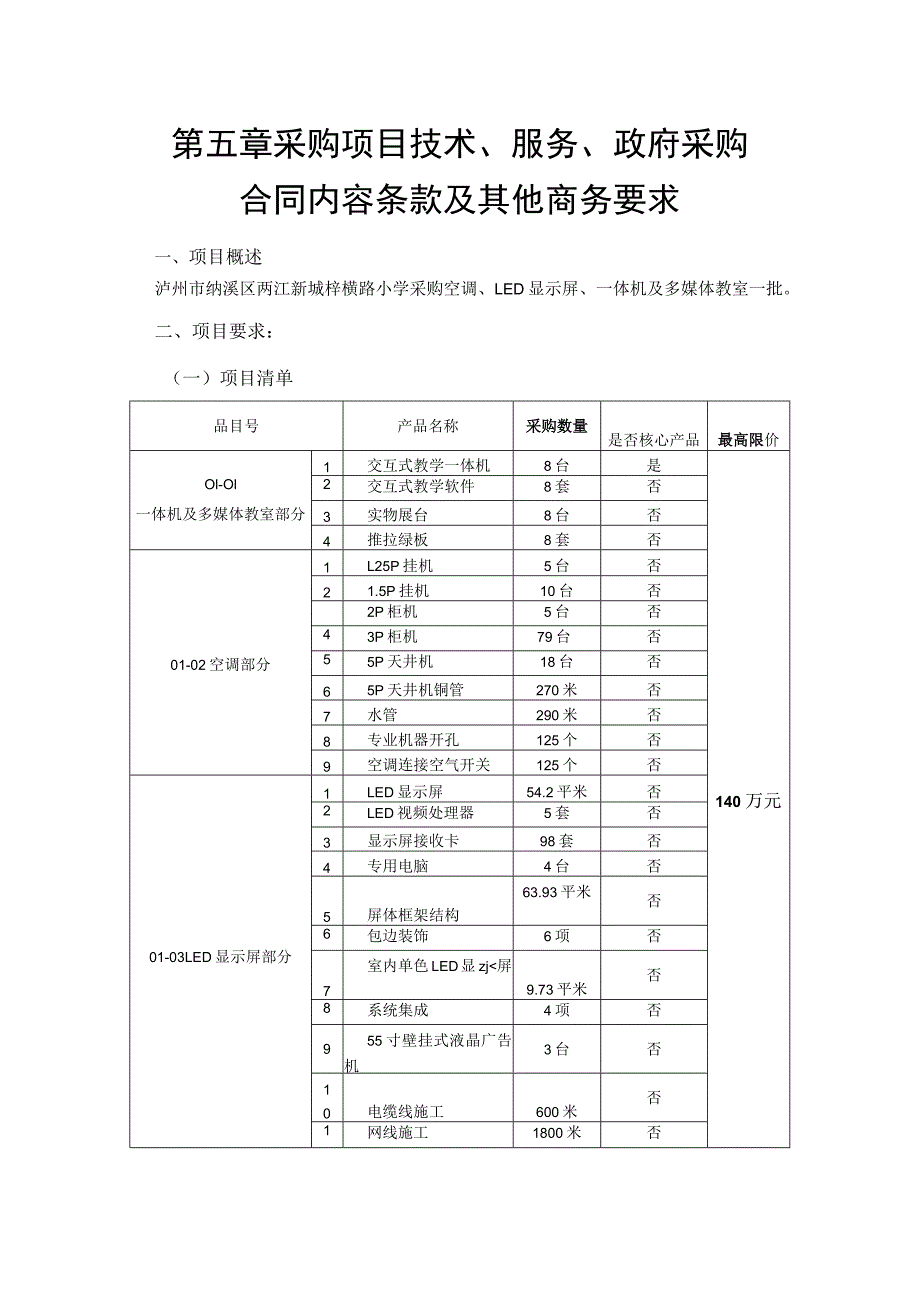 第五章采购项目技术、服务、政府采购合同内容条款及其他商务要求一、项目概述.docx_第1页