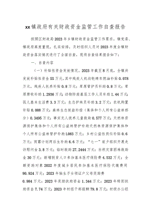 XX镇政府有关财政资金监管工作自查报告.docx