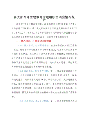 各支部召开主题教育专题组织生活会情况报告.docx