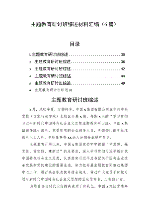 主题教育研讨班综述材料汇编（6篇）.docx