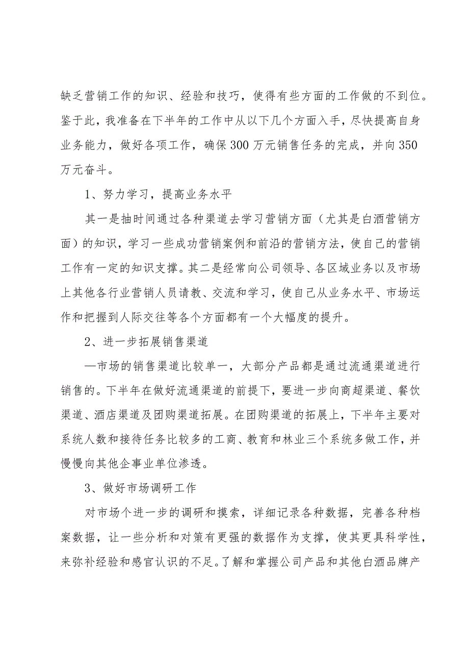 白酒销售工作计划与总结模板.docx_第3页