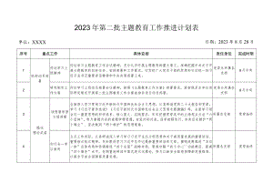 2023年第二批主题教育工作推进计划表.docx