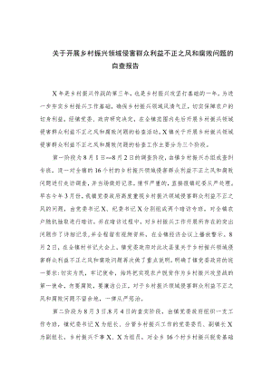 2023关于开展乡村振兴领域侵害群众利益不正之风和腐败问题的自查报告（10篇）.docx