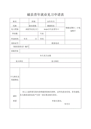 磁县青年就业见习申请表.docx