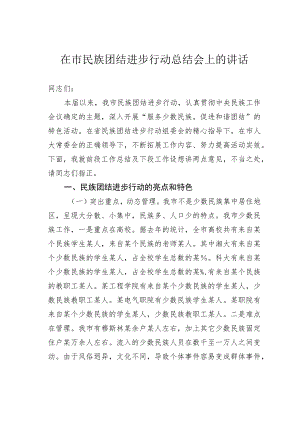 在市民族团结进步行动总结会上的讲话.docx