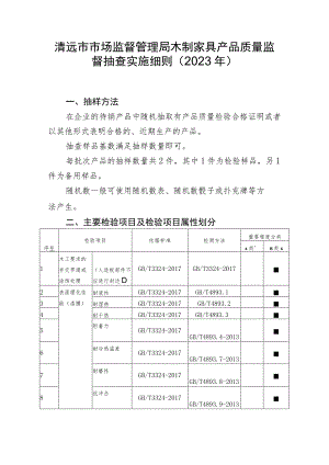 清远市市场监督管理局木制家具产品质量监督抽查实施细则2023年.docx