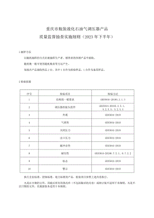 重庆市瓶装液化石油气调压器产品质量监督抽查实施细则2023年下半年.docx