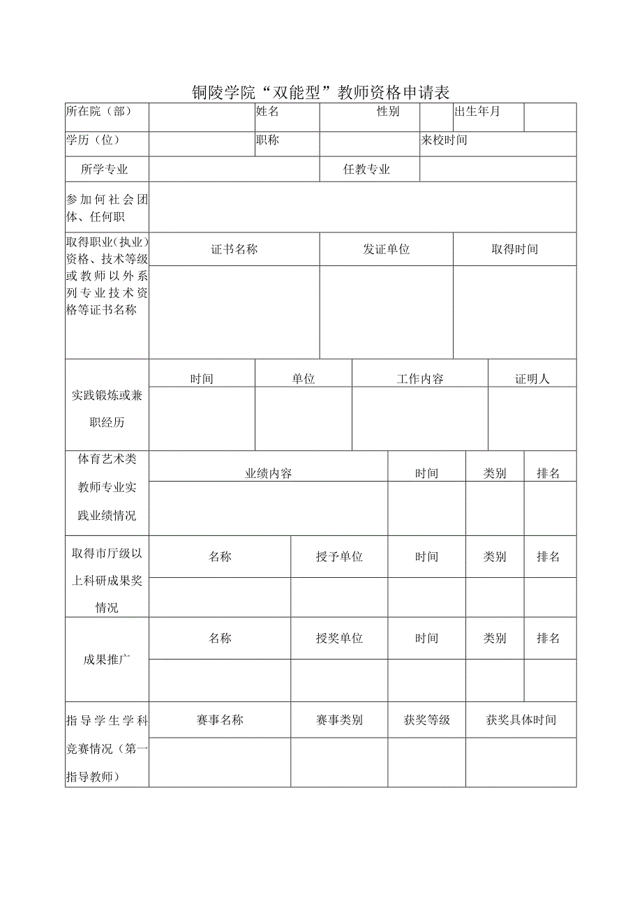 铜陵学院“双能型”教师资格申请表.docx_第1页