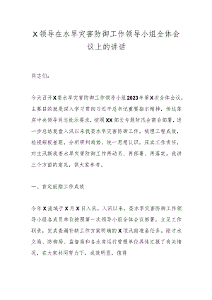 X领导在水旱灾害防御工作领导小组全体会议上的讲话.docx