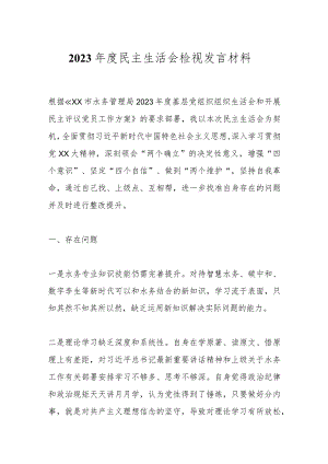 2023年度民主生活会检视 发言材料.docx