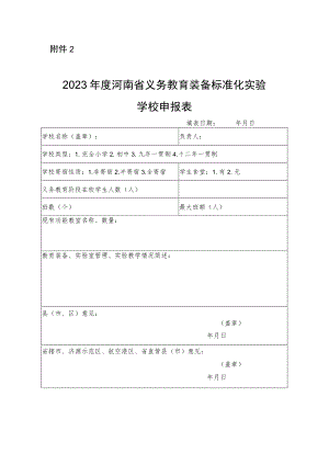 《2023年度河南省义务教育装备标准化实验学校申报表》.docx