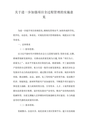 关于进一步加强项目全过程管理的实施意见.docx