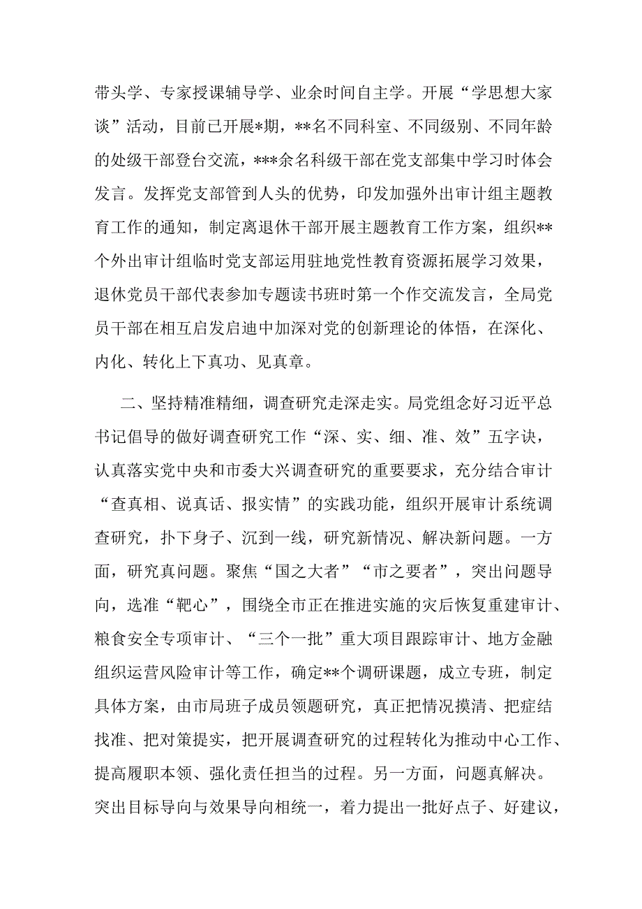 审计局在巡回指导组主题教育总结评估座谈会上的汇报发言.docx_第2页