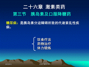 西医药理学第二十六章第二节糖尿病.ppt