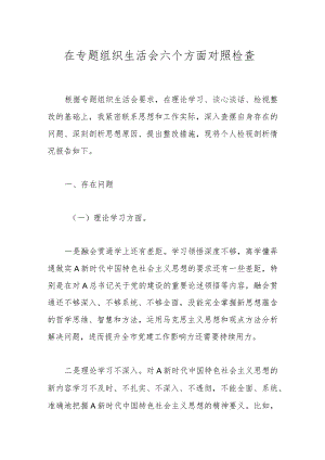 在专题组织生活会 六个方面对照检查.docx