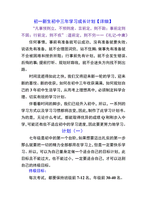 初一新生初中三年学习成长计划【详细】.docx