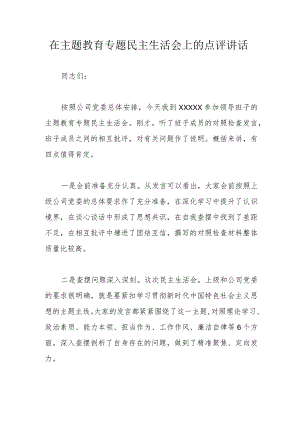 在主题教育专题民主生活会上的点评讲话.docx