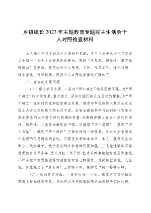 乡镇街道镇长2023年主题教育专题民主生活会个人对照检查材料.docx