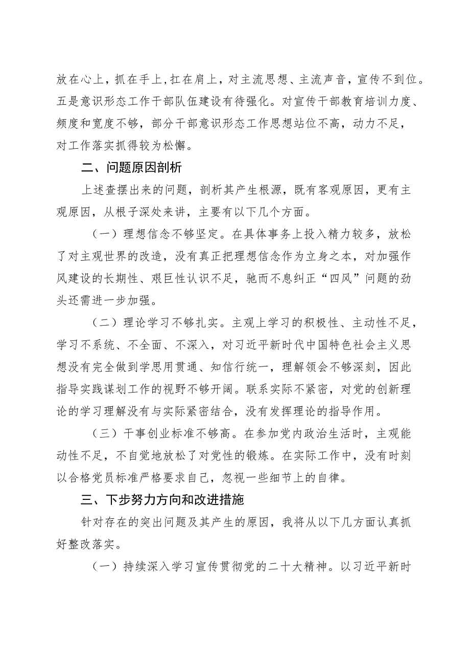 巡视（巡察）整改专题民主生活会个人对照检查发言.docx_第3页