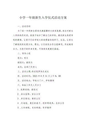 小学一年级新生入学仪式活动方案.docx