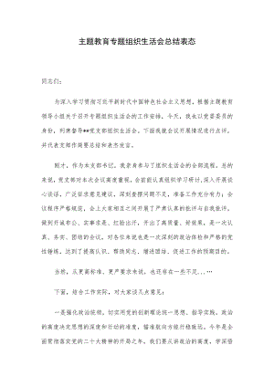 主题教育专题组织生活会总结表态.docx