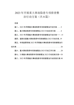 2023年开展重大事故隐患专项排查整治行动方案（共8篇）.docx